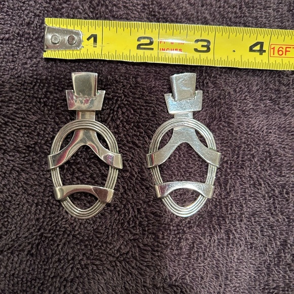 Erika Hult De Corral RIC Modernist Sculptural Sterling Silver Earrings Mexico - Picture 3 of 5